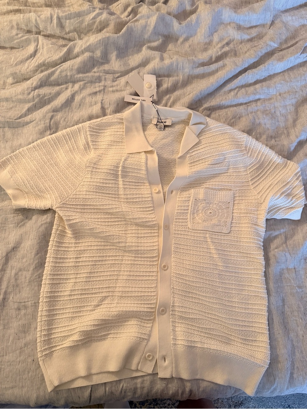 Jason Wu Cream Short-Sleeve Knit Polo Cardigan